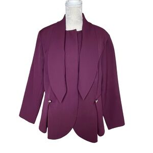 Eloquii Women’s Tie Neck Peplum Blazer Jacket Plus Size 18 Purple Fitted Suiting